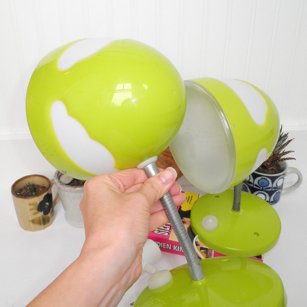 Vintage IKEA 2000s Skojig Lime Green Pair of Cloud Mushroom Lamps Mountable Y2K - Picture 3 of 9